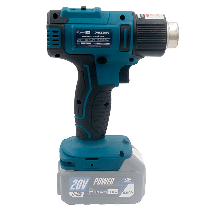 Фен технічний акумуляторний (без АКБ) PROFI-TEC DHG550PT 20V 350*/550* 005933