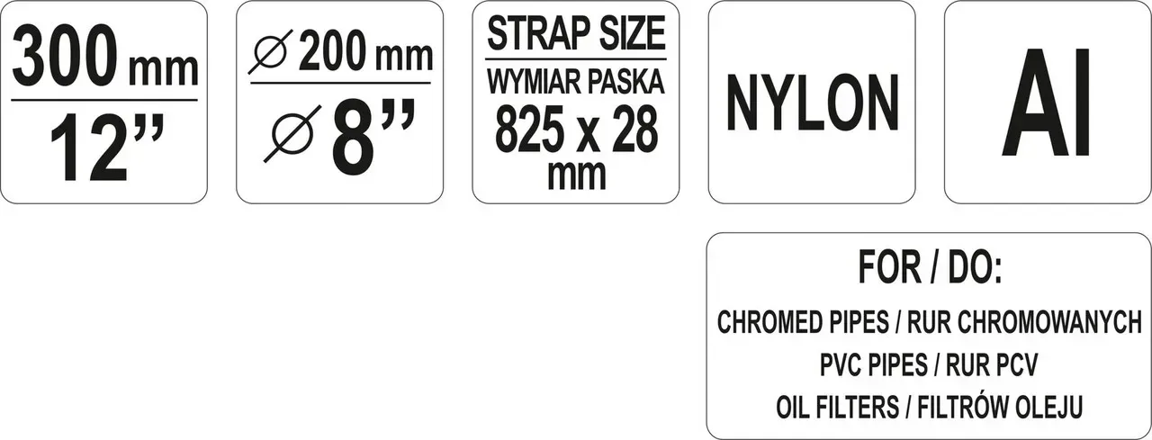 Ключ трубний пасовий YATO з нейлона L=300 мм YT-22255