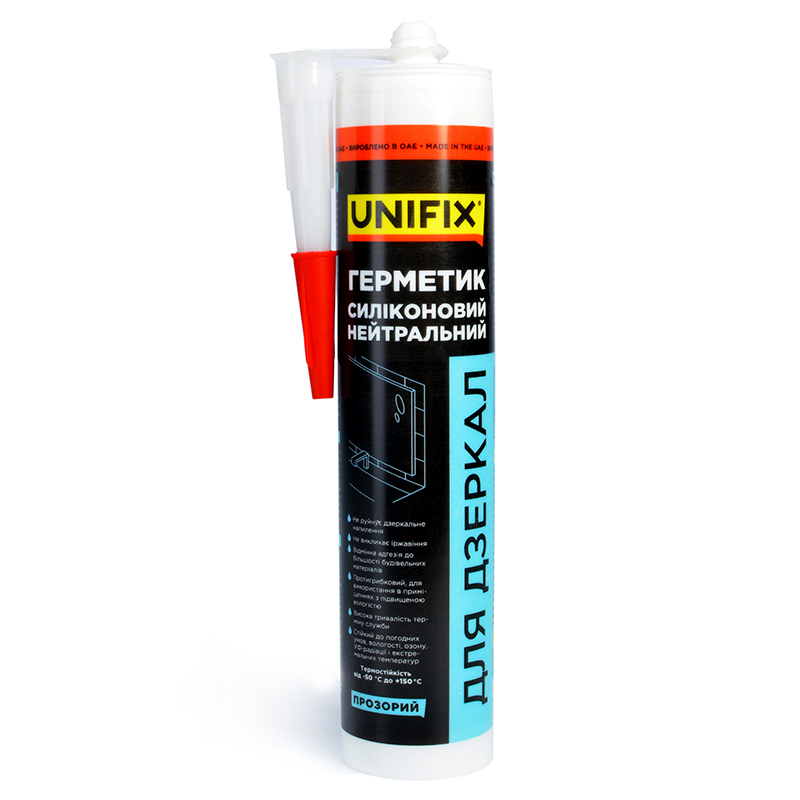 Герметик силіконовий нейтральний для дзеркал прозорий 280мл UNIFIX СИЛА 951270