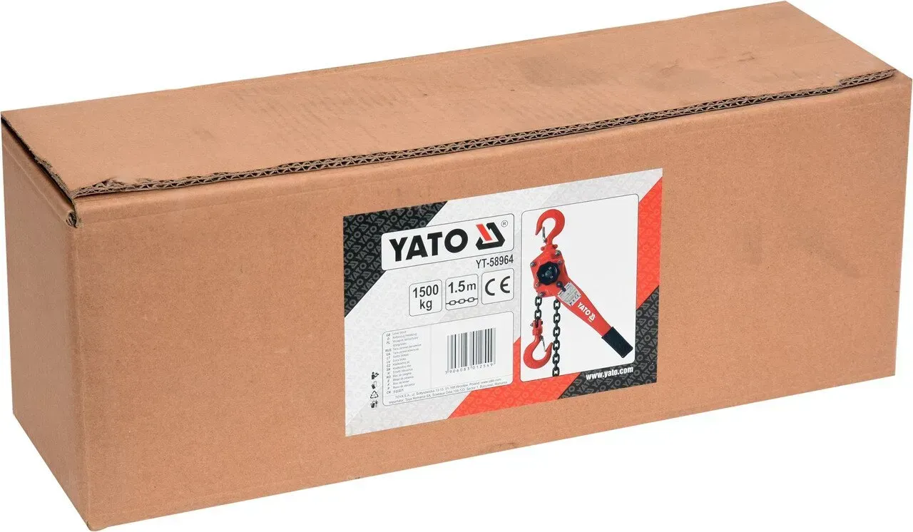 Лебідка ручна ланцюгова YATO з доводчиком H = 1.5м F = 1.5т YT-58964