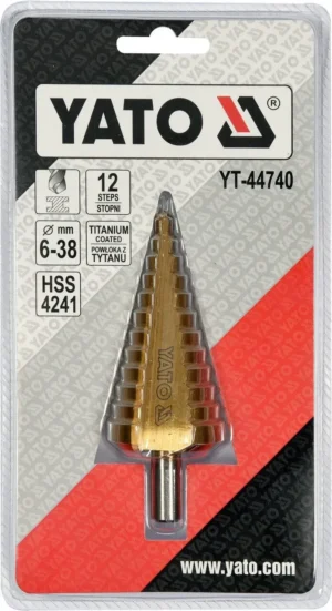Свердло багатоступінчасте конусне Ф-6-38ммL-105 мм YATO HSS 4241мm YT-44740