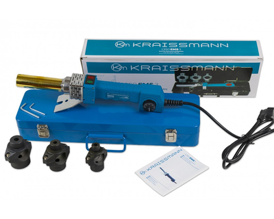Паяльник для поліпропіленових труб Kraissmann 1350 EMS 1350 Bт 3 насадки  087355