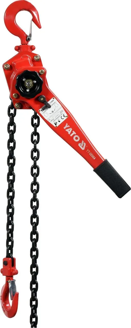 Лебідка ручна ланцюгова YATO з доводчиком H = 1.5м F = 1.5т YT-58964