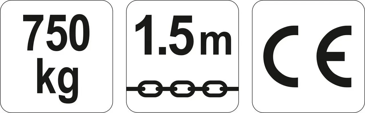 Лебідка ручна ланцюгова YATO з доводчиком H = 1.5м F = 750кг YT-58962