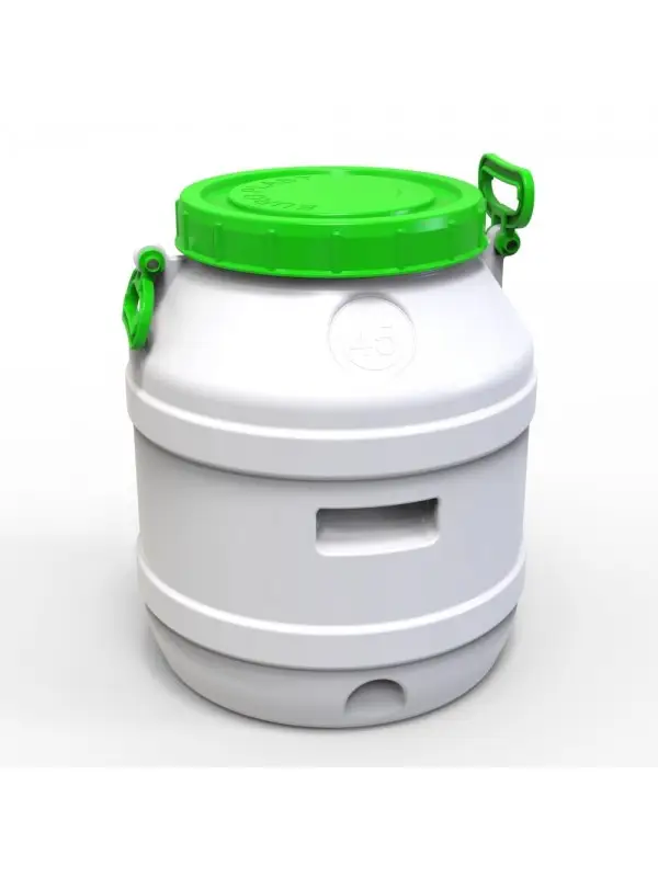 Бідон 45 л(28см/зелена кришка) харчовий білий/002511