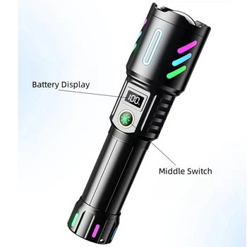 Ліхтар NIGHT FLUORESCENCE 1143-WHITE LASER LED PM10-TG 1*26650 ЗП Power Bank Type-C zoom