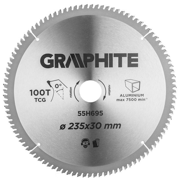 Диск пильний алюміній Graphite 235*30мм/100 зуб TP55H695