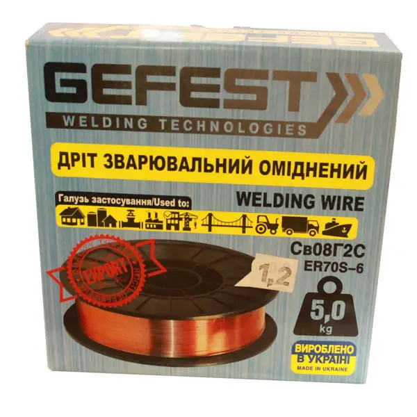 Дріт зварювальний GEFEST 1,2мм 5,3кгна катушціСВ-08Г2С-О
