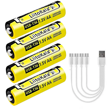 Акумулятор LiitoKala USB T36 4*AA/2400mAhh 4 B 1 Type-C