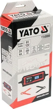 Зарядний прилад мережевий з LED дісплеєм YATO 6V-2A12V-4A.240Ah YT-83000
