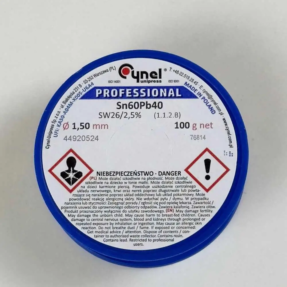 Припій Cynel Sn60Pb40-SW26/2,5% Q1,5 100g з флюсом