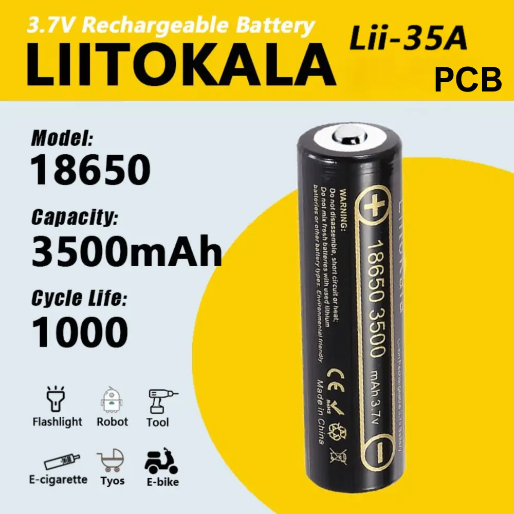 Акумулятор 18650 LiitoKala 35A-PCB 3500mAh З ЗАХИСТОМ оригінал
