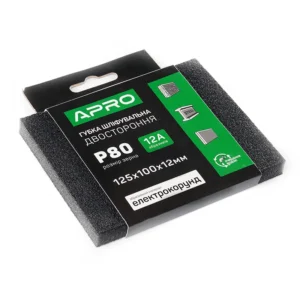 Губка шліфувальна двостороння  Р80 кутова APRO 828122