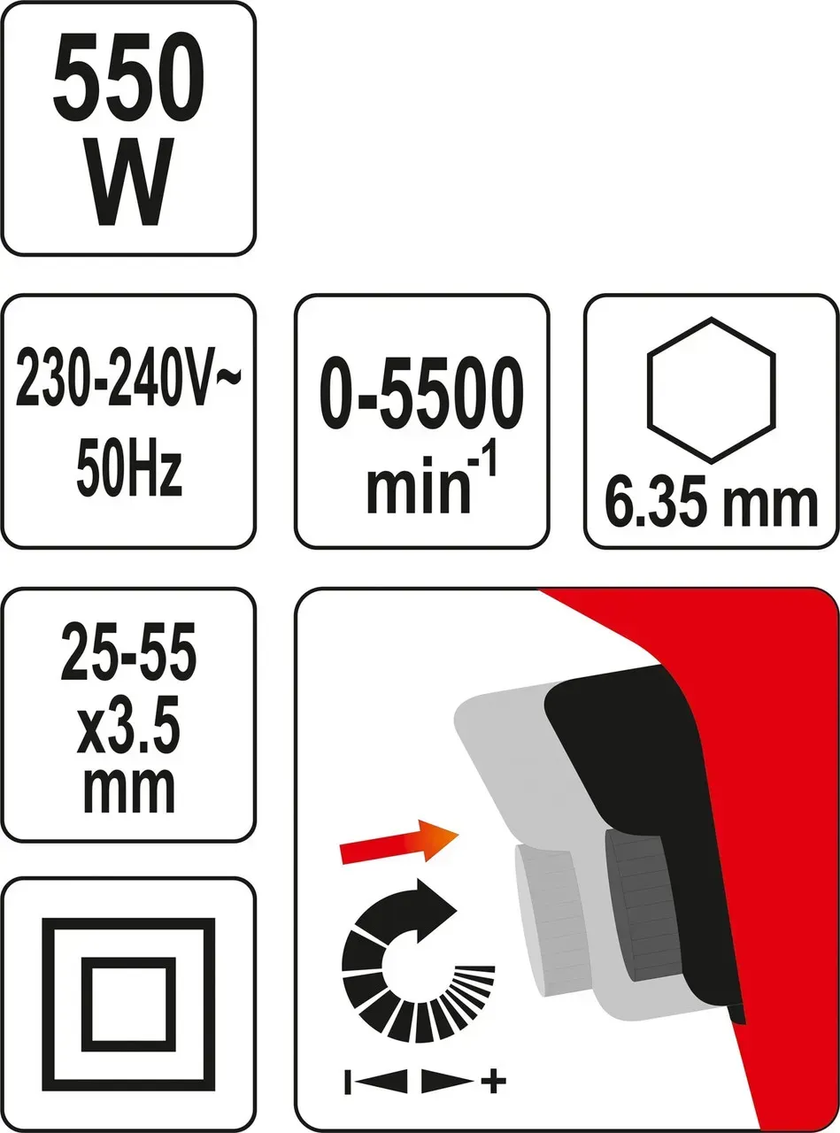 YT-82071 .ШУРУПОВЕРТ ДЛЯ ШУРУПІВ ДО Г/К ПЛИТ МЕРЕЖЕВИЙ YATO: 550 ВТ, З ОБОЙМОЮ ДЛЯ ШУРУП: Ø= 3,5ММ,