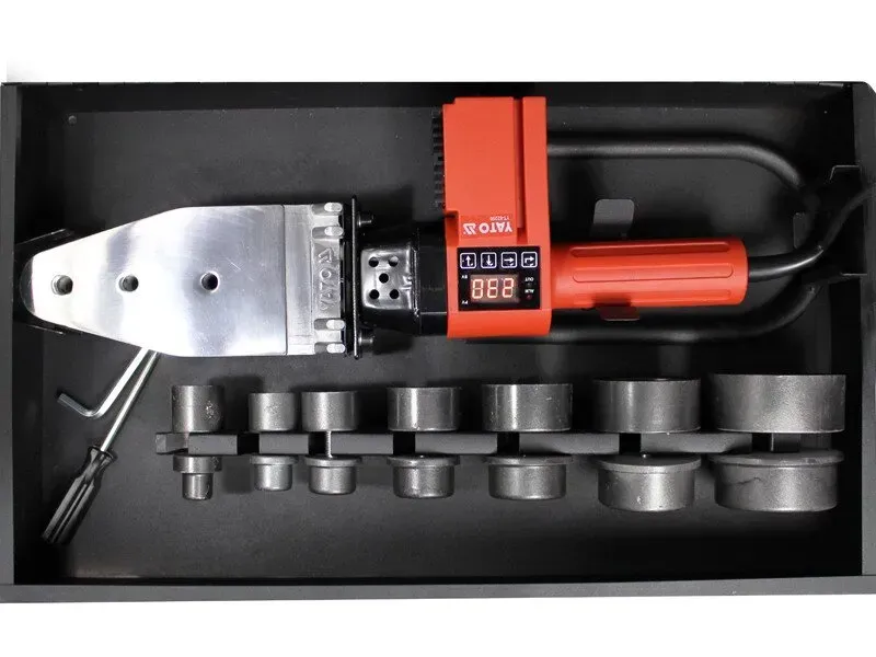 Паяльник для PVC труб  YATO Р=850Вт Ф-16-63ммс 7 адаптерами(YT-82250)