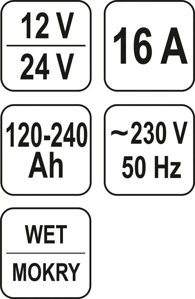 Зарядний прилад  YATO  1224V. 16A.240Ah YT-8304