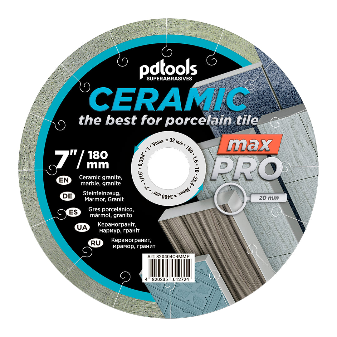 Круг алмазний відрізний pdtools 820604CRMMP 1A1R 230*1.6*10*25.4 Ceramics MAX PRO