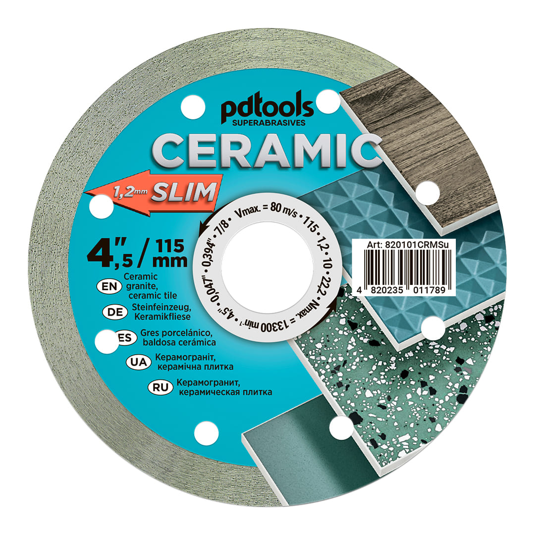 Круг алмазний відрізний pdtools 820203CRMSu 1A1R 125*1.2*10*22.2 CERAMICS SLIM