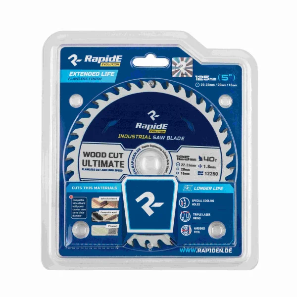 Диск пильний по дереву INDUSTRIAL TCT SAW 125*22.2 40T RAHФ-00001003
