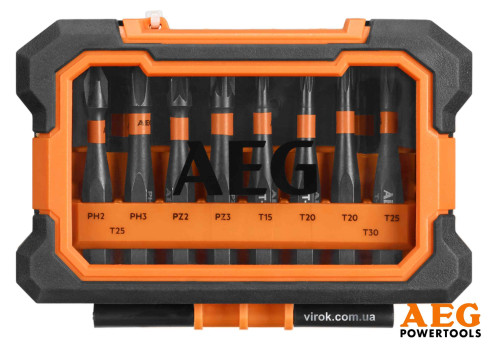 Набір викрутков.насадок AEG l=50mm HEX-1/4. 10шт у футлярі AAKSD10
