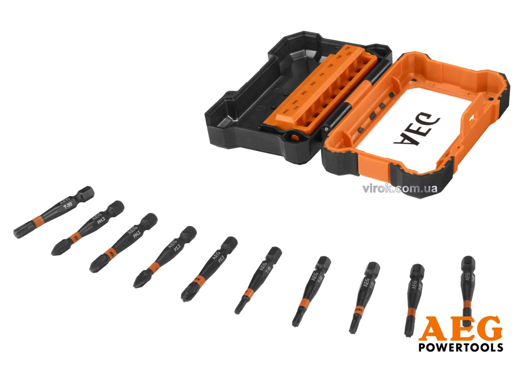 Набір викрутков.насадок AEG l=50mm HEX-1/4. 10шт у футлярі AAKSD10