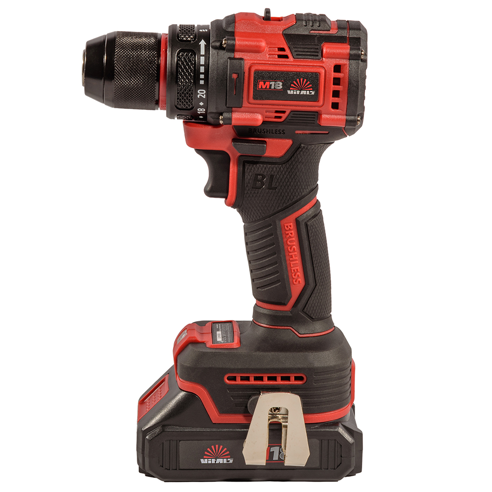 Дриль-шуруповерт акумуляторний безщітковий 2 АКБ та ЗП Vitals Master AU 1832c BL Kit+ АМТ 235331