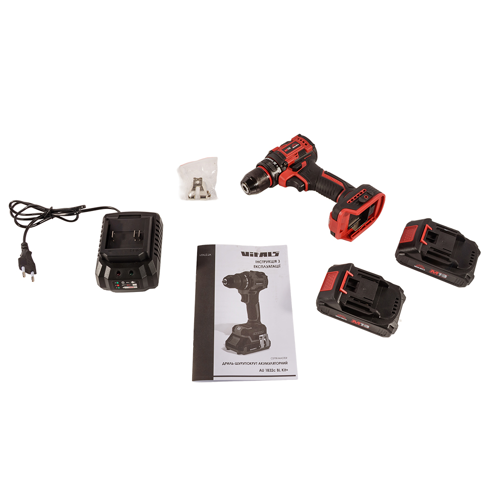 Дриль-шуруповерт акумуляторний безщітковий 2 АКБ та ЗП Vitals Master AU 1832c BL Kit+ АМТ 235331