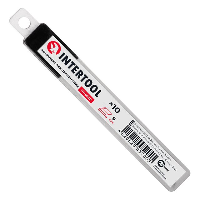 Комплект лез сегментних 9 мм,10 шт ІНТЕРТОЛ НТ-0520