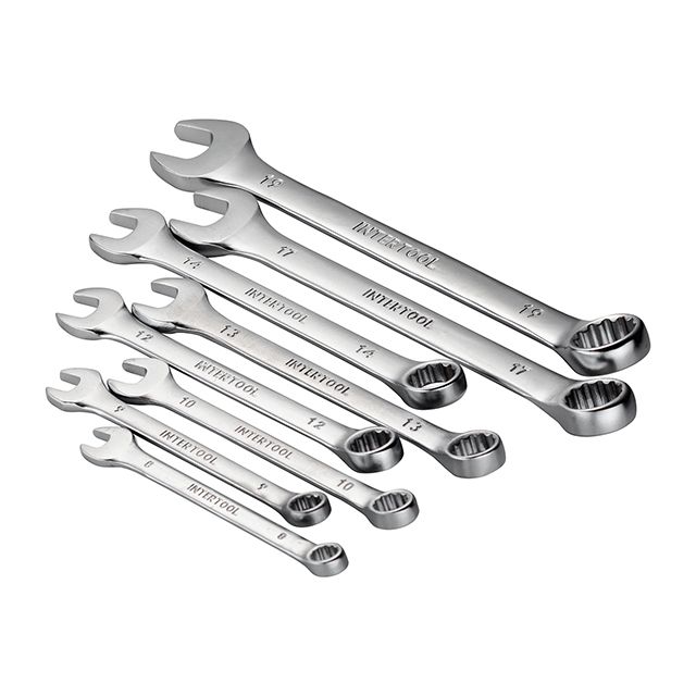 Набір ключів комбінованих 8шт.,8-19 мм,Cr-V ІНТЕРТУЛ НТ-1202
