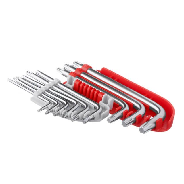 Набір Г-подібних ключів TORX з отворами 9шт.,Т10-Т50,Cr-V PROF ІНТЕРТОЛ НТ-1821