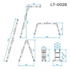 Драбина  многоф. трансф 4*2 (2,38м) ІНТЕРТУЛ  LT-0028