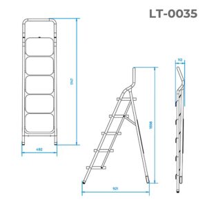 Драбина 5 сходинок 380*260 мм висота 1625 мм  INTERTOOL   LT-0035