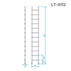 Драбина алюмінієва приставна 12 сходинок 3,40 м INTERTOOL LT-0112