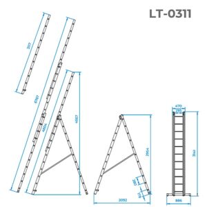 Драбина 3*11сходинок 6,7м  LT-0311