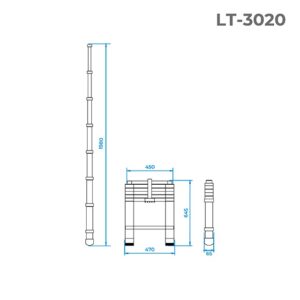 Драбина алюмінієва ТЕЛЕСКОПІЧНА Інтертул  1,98м LT-3020