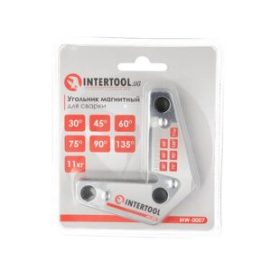 Кутник магнітний для зварювання,15,60,90,120,11кг,75*85мм INTERTOOL MW-0007