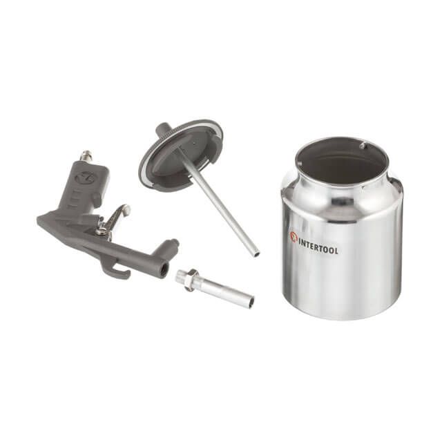 Пневмопістолет піскоструминний форсунка 6ммбачок 1000млметал 8атм ІНТЕРТУЛ РТ-0705