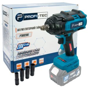 Акумуляторний гайковерт PROFI-TEC PTW820BL 20v 1/2 max 720Nm 2×4.0Аг сумка PT-007604