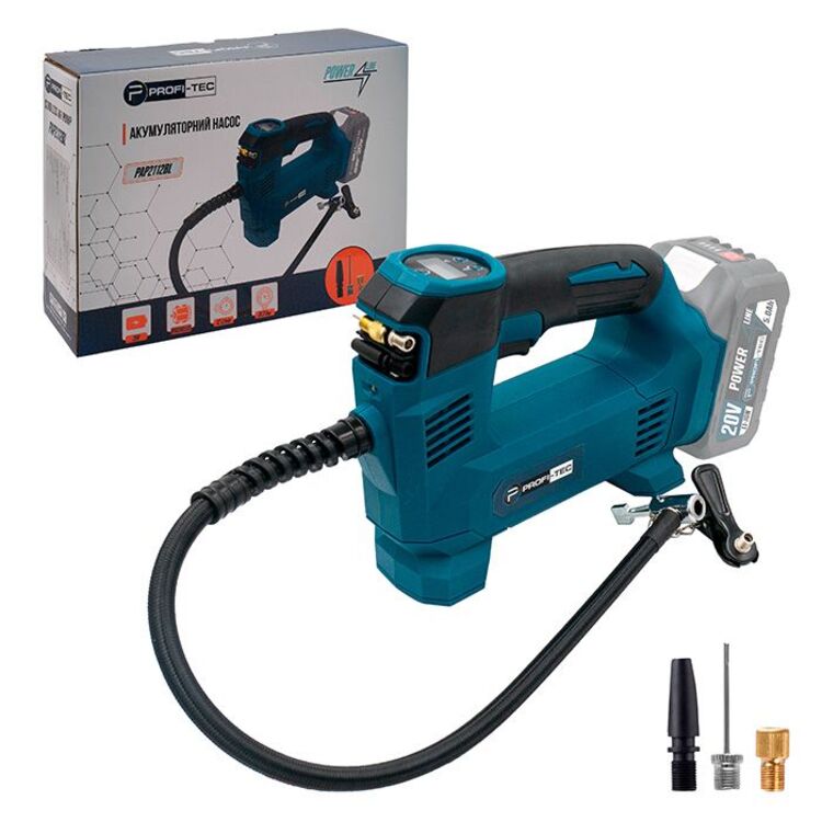 Компресор автомобільний акумуляторний PROFI-TEC 10.3Бар/без АКБ і ЗП/005901
