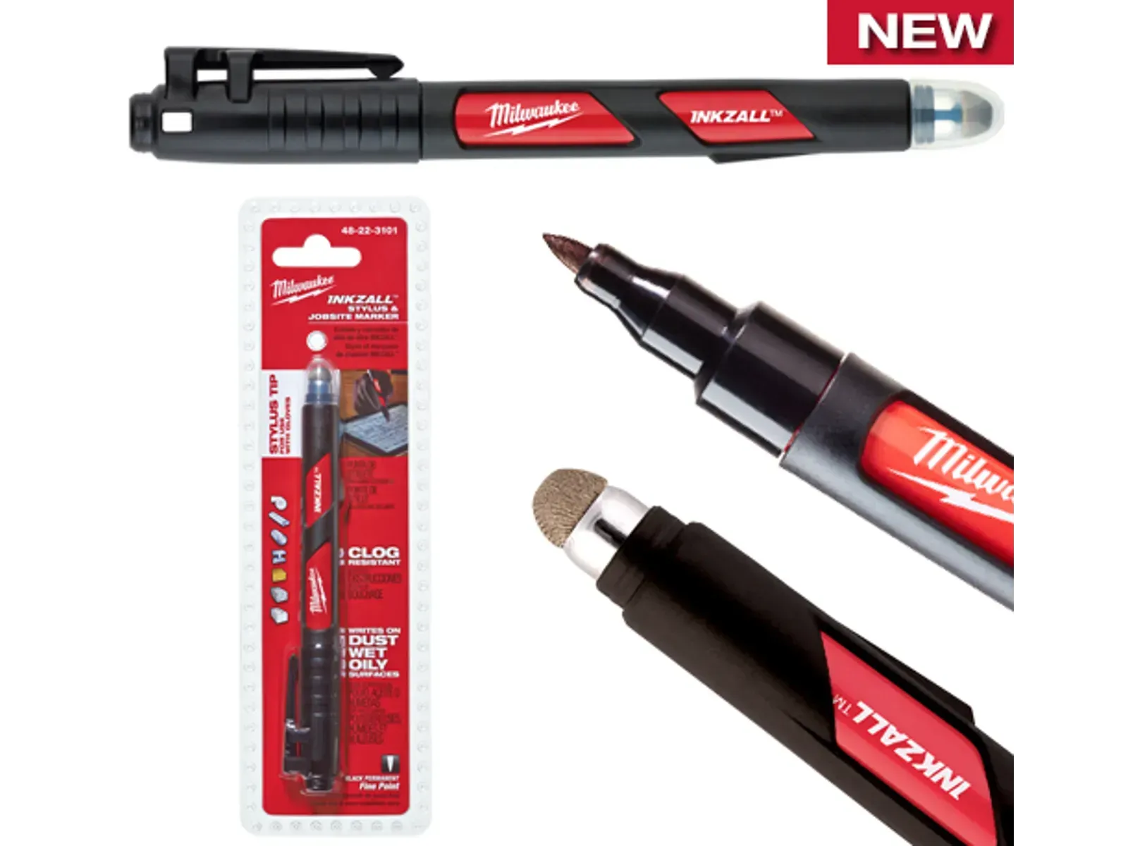 Маркер з тонким пером 1мм і стилусом Milwaukee 48223101