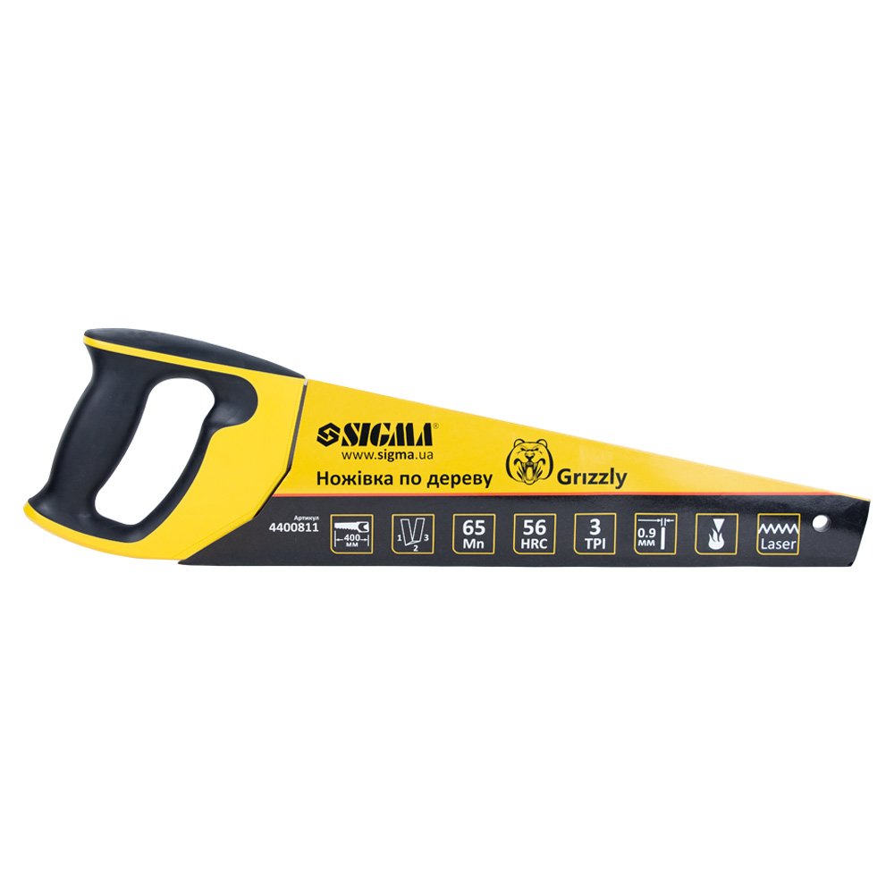 Ножівка по дереву СІГМА 400мм 3TPI Grizzli 4400811