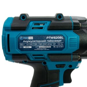 Акумуляторний гайковерт PROFI-TEC PTW820BL 20v 1/2 max 720Nm 2×4.0Аг сумка PT-007604