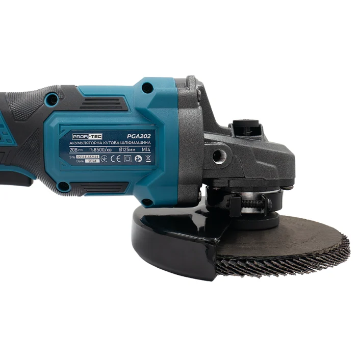 Акумуляторна кутова шліфмашина PROFI-TEC PGA202/ NSK(20 В, безщітков 20V/125 мм/1 акб та ЗП 007600