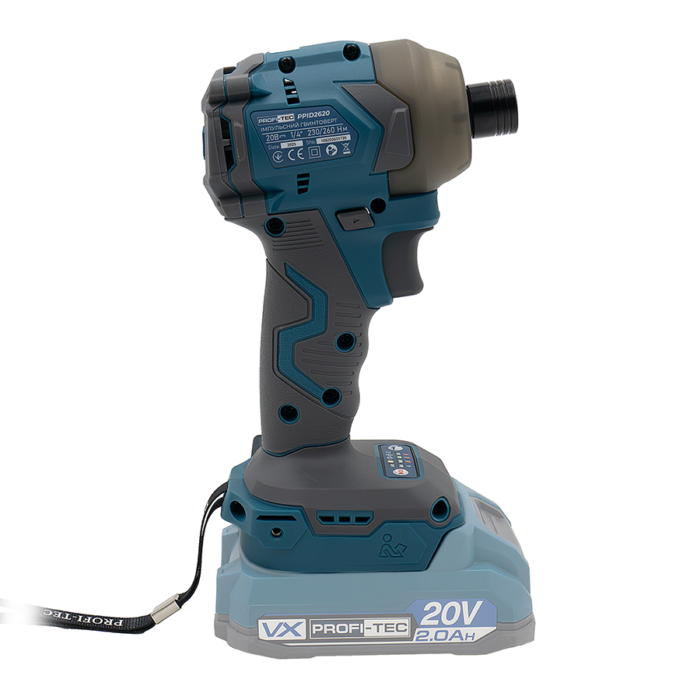 Гвинтоверт акумуляторний імпульсний 260Нм PROFI-TEC PPID2620 2АКБ/ЗП/кейс 007132