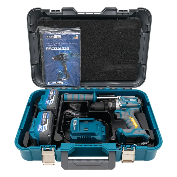 Акумуляторний шуруповерт PROFI-TEC PPCD16020 UltraCore160Hm/2АКБ/ЗП/кейс 007179