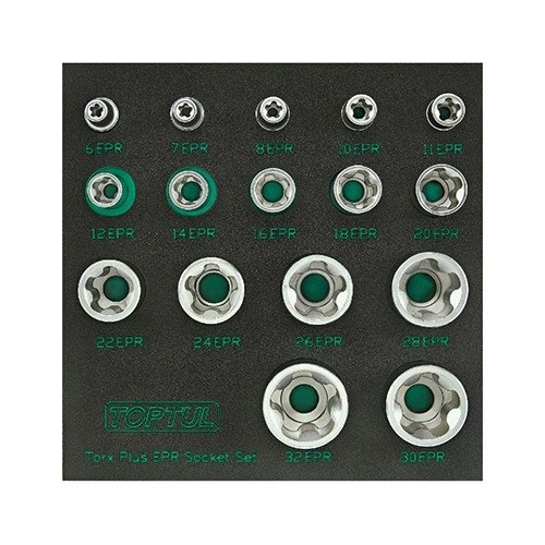 Набір голівок Torx Plus EPR 1/4″&3/8″&1/2″ 6EPR-32EPR 16од. TOPTUL GABF1601