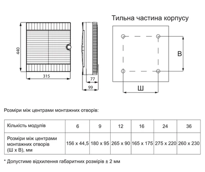Корпус модульний зовнішній на 36 автоматів навісний АСКО UBox A0270010009