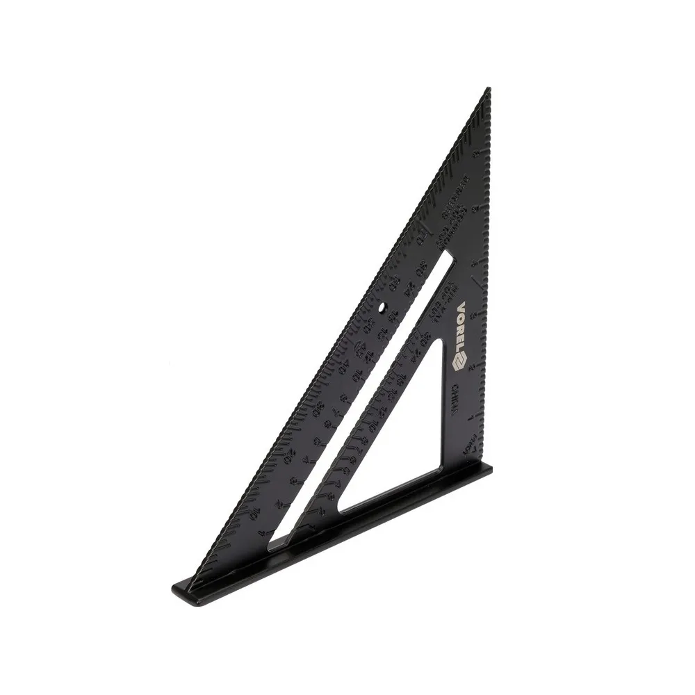 Кутник алюмінієвий VOREL зі стопкою,180*180*250 мм і метричною шкалою 18377