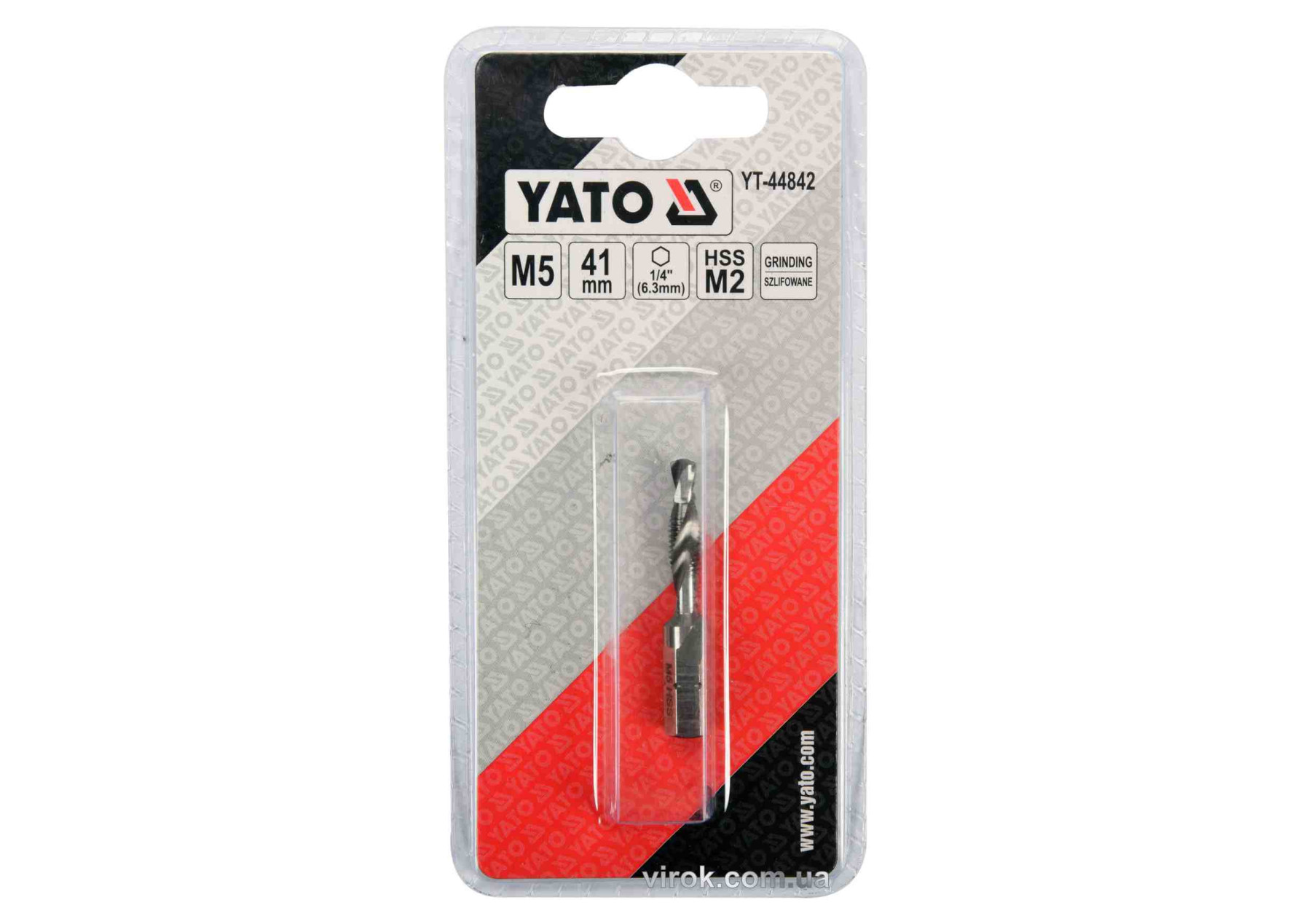 Свердло-мітчик YATO M5*0.8 mm HSS M2 HEX-1/4 L=41/7 mm YT-44842