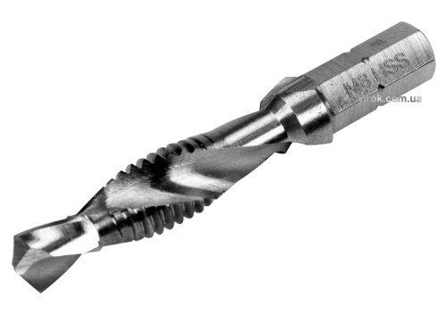 Свердло-мітчик YATO M8*1,25 мм HSS M2,HEX-1/4″,І=51/11 мм(YT-44845)